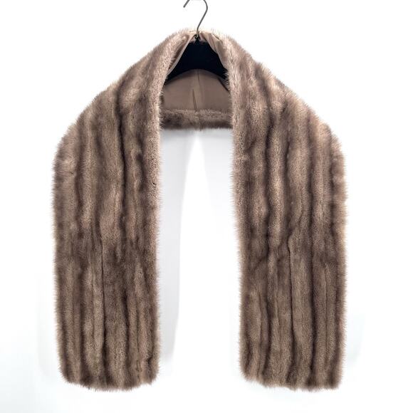 Vintage Brown Real Mink Fur Stole Evening Shawl Shoulder Wrap - Picture 1 of 7